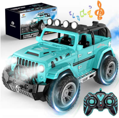 DEERC RC Jeep with Fog Mist & Music