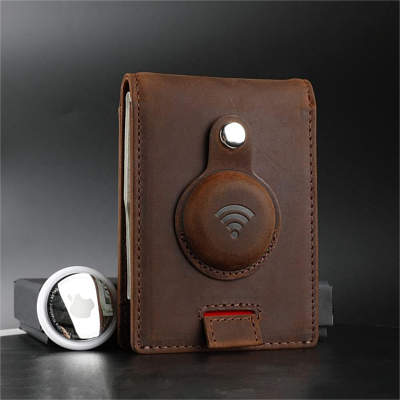 Lumberjack Plaid Leather Wallet for Apple Air Tag GPS