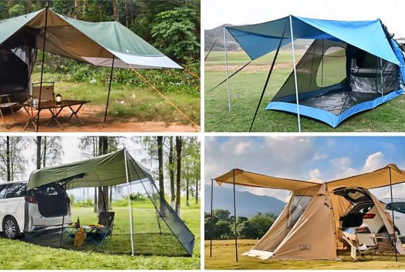 car camping with tailgate tents of an SUV