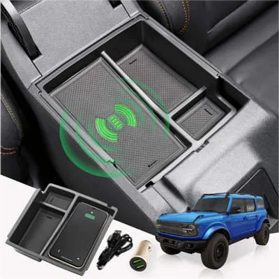 BEEGROW Center Console Organizer Box with Wireless Charger