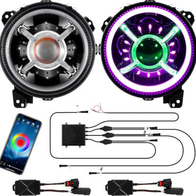 Auxbeam RGB LED Lights w/DRL Angle Adjustable