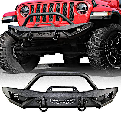 JROAD Front Bumper W/LED Lights+2 x D-Rings + Winch Plate