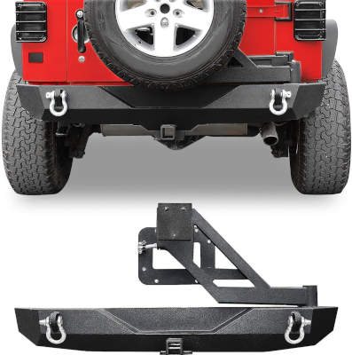 LEDKINGDOMUS Rear Bumper with Tire Carrier and Hitch Receiver