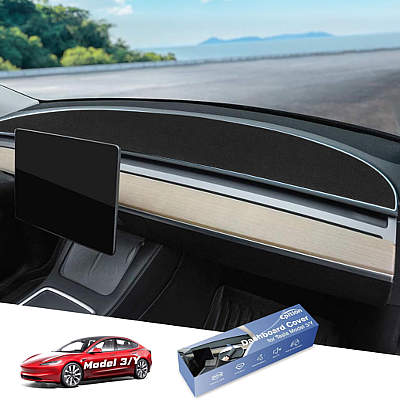 Epltion Anti-Slip Rubber Dashboard Cover/Mat for Tesla Model 3 and Y