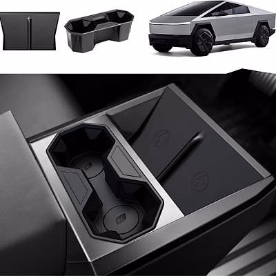 Foronetry Center Console Cup Holder + Wireless Charger Mat for Tesla Cybertruck 2024