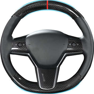 Generic JSWAN Carbon Fiber Steering Wheel Embedded Cover for Tesla Model 3/Y