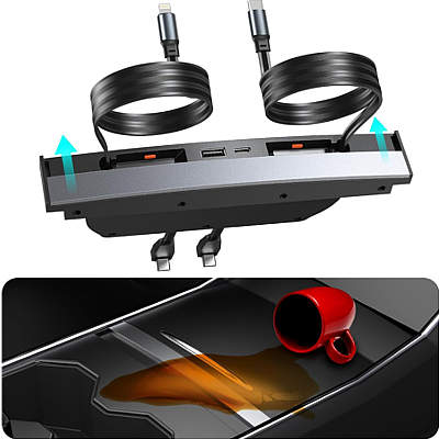 LANSAN Multi Port Retractable Docking Station for Model Y, Model 3