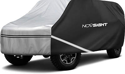 NOVSIGHT PEVA Cotton Car Covers with 4 Wheel Straps for Wrangler JKU/JLU