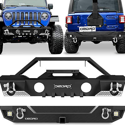 OEDRO Front & Rear Bumper w/Fog Light Hole & D-Rings & Winch Plate