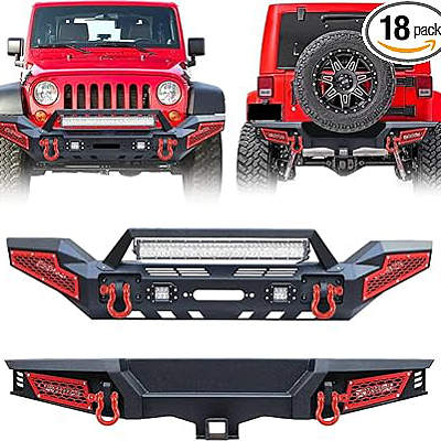 SUNPIE Rock Crawler Bumper Front and Rear for Jeep Wrangler JK