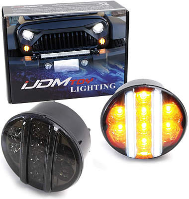 iJDMTOY Smoked Lens LED Front Turn Signal Lamp Assembly