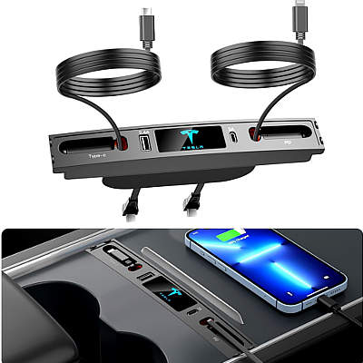 ibxShow Multifunctional USB Charger Multi Port for Tesla Model 3/Y