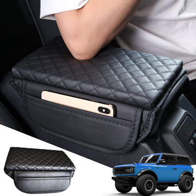 BEEGROW Center Console Armrest Leather Cover with Side Pockets