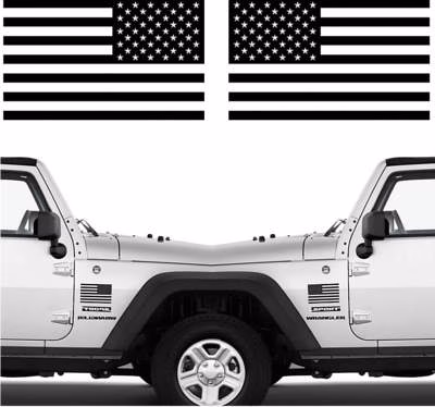 CREATRILL Die Cut Subdued Matte Black American Flag Sticker for Cars