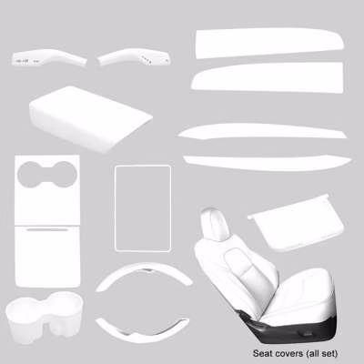 Evbase All-White Interior Decoration Kit Center Console Dashboard Armrest Cover