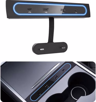 VIJIM Car USB Charger Multi Port with Blue Led Light