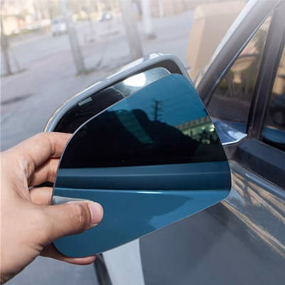 Arcoche Rear View Mirror with Anti Glare Panoramic Blue Glass Lens and Heat Defogging