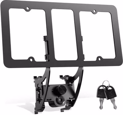 BASWEY Original Lockable Anti-Theft Front License Plate Mount Holder