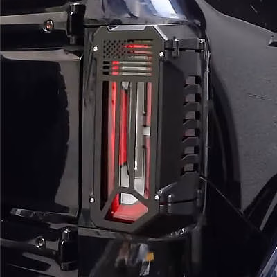 MSIZOY Aluminum Tail Light Protector Covers Flag Style