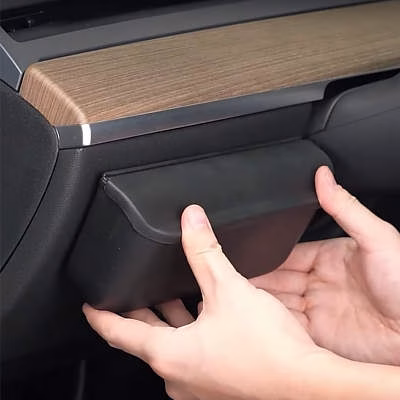 YHTAUTO Steering Wheel Side Storage Box Flocking Smooth with Cover