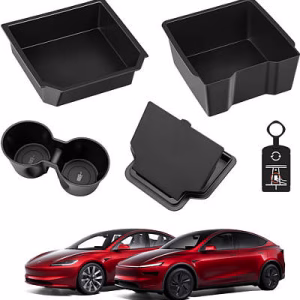 KUNIST 5PCS Center Console Organizer – Hidden Storage & Cup Holder Tray Set